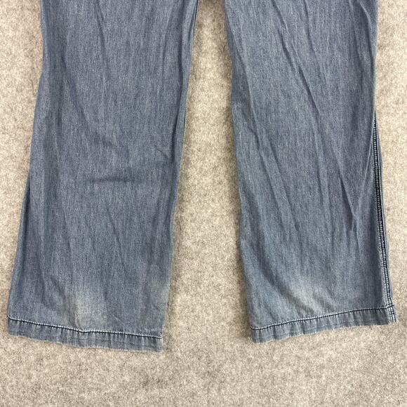 Free People Jeans Womens 31 Light Wash Wide Leg Stretch Mid Rise Boho Festival - Picture 10 of 14